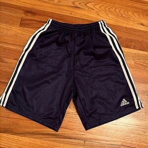 Adidas men’s   navy blue elastic waist mesh shorts
